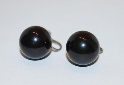 Solid Black GLOBE EARRINGS Set with a Screwback Clasp