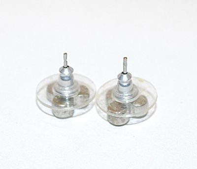 Delicate Triple Round Clear Stones EARRING Set with Stud Post Clasp