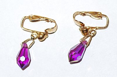 Iridescent Single Prism Bead EARRINGS Set with Gold Tone SNAP Clasp