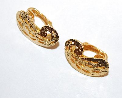 Gold Colored "Cornucopia" Style EARRINGS Set with SNAP Clasp