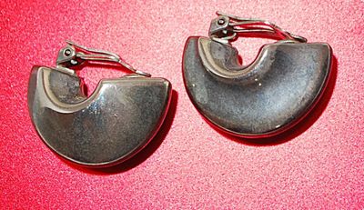 "Chucky Steel" LETTER "C" EARRINGS Set with Clip-On Clasp