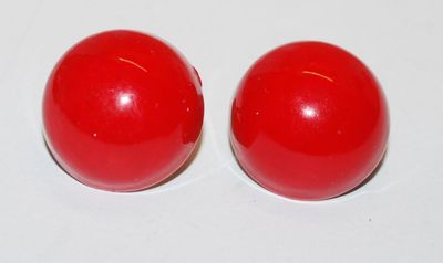 Bright RED Half-Globe EARRINGS with Snap-On Clasp