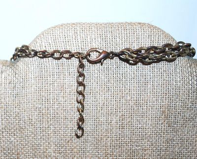 "MARBLE-STYLE" NECKLACE with 6 Beveled Cut Marble Circles on a Double Strand Gold Tone Chain and Lobster Clasp 18" L