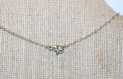 Clear Stones Parallelogram PENDANT (1¼" x ¼") on a Silver Tone Necklace Chain 17" L
