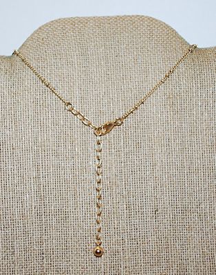 Gold Colored Brushed "Triangle" PENDANT Wrap-Around NECKLACE with Blue & Gray Brush Threads and Unique Gold Tone Necklace...