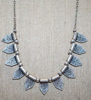 Vintage-Style Enameled 5-Sided Choker BANNER FLAGS NECKLACE with Both Blue and Green Colors on a Silver Tone Setting & Lobster Clasp...