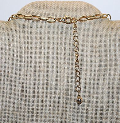 Double Blue Pendants NECKLACE with Large Link Gold Tone Chain and Lobster Clasp 28" L