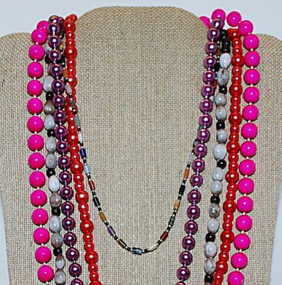 Collection of 5 Assorted Colored Acrylic NECKLACES in 15" L - 22" L - 28"