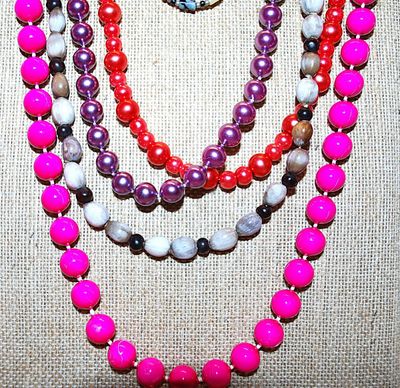 Collection of 5 Assorted Colored Acrylic NECKLACES in 15" L - 22" L - 28"