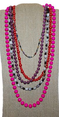 Collection of 5 Assorted Colored Acrylic NECKLACES in 15" L - 22" L - 28"
