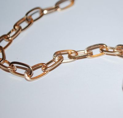 Large Oval Links Chain "IRREGULAR SHAPED PEARL" NECKLANCE / PENDANT Combo with Gold Tone Chain/Lobster Clasp 16" L