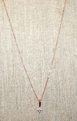 Small Rose Gold 4 Point Star PENDANT (¾" x ¼") on a Rose Gold Necklace Chain 17" L