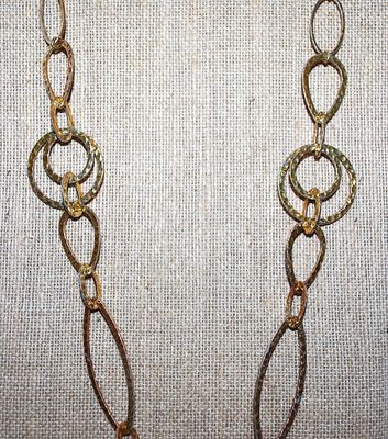 Gold Tone "RINGS & LOOPS NECKLACE with Assorted Shapes and a Lobster Clasp 30" L