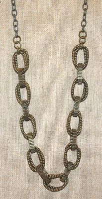Large Snakeskin Style SOFT Flexible Links NECKLACE in Brass-Tone and Lobster Clasp 24" L
