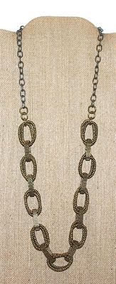 Large Snakeskin Style SOFT Flexible Links NECKLACE in Brass-Tone and Lobster Clasp 24" L