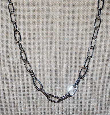 Classic Long-Link Silver Tone NECKLACE with Lobster Clasp 17" L