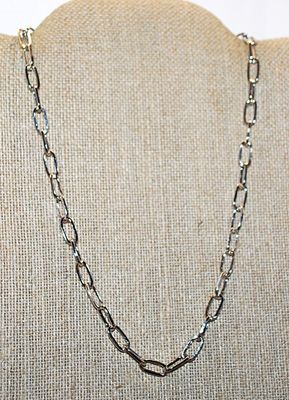 Classic Long-Link Silver Tone NECKLACE with Lobster Clasp 17" L