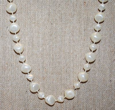 Very Long WRAP-AROUND Pearl-Style Shiny White Beads NECKLACE with Irregular Assorted Shapes 72" L