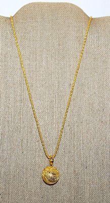 Gold Tone "Nubbed" BASKETBALL PENDANT / NECKLACE with "Snake Scales" Necklace Chain and Lobster Clasp 22" L