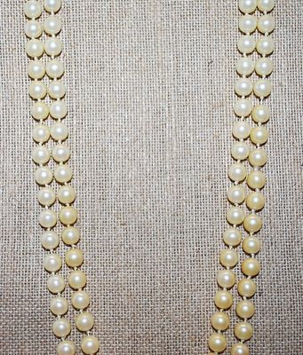 Vintage-Style WRAP-AROUND Off-White Faux PEARL NECKLACE 52" L