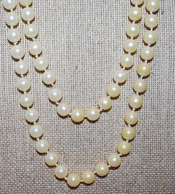 Vintage-Style WRAP-AROUND Off-White Faux PEARL NECKLACE 52" L