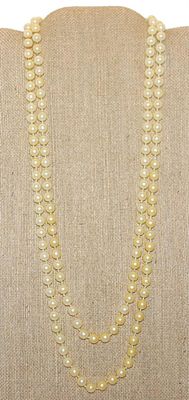 Vintage-Style WRAP-AROUND Off-White Faux PEARL NECKLACE 52" L