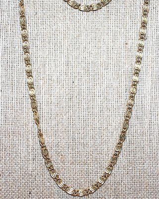Long WRAP-AROUND Gold Tone "S" Links NECKLACE with Circle Clasp 60" L
