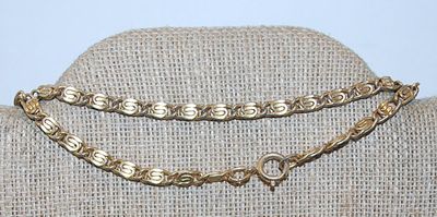 Long WRAP-AROUND Gold Tone "S" Links NECKLACE with Circle Clasp 60" L