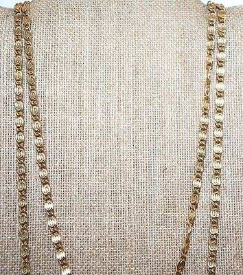Long WRAP-AROUND Gold Tone "S" Links NECKLACE with Circle Clasp 60" L