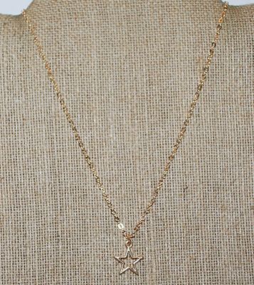 Delicate 5-Point STAR NECKLACE with Gold Tone Chain & Lobster Clasp 15" L