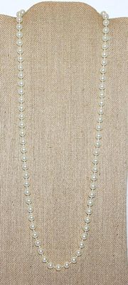 Faux PEARL NECKLACE with Same-Size Pearls 28" L