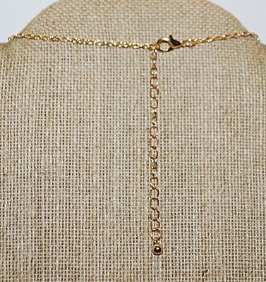 Gold Tone Shiny Oval TAG NECKLACE with Thin Gold Colored Necklace Chain and Lobster Clasp 22" L