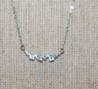 Slanted Pear Shaped Diamond Style Swag PENDANT (2¼" x ¼") & Accent Stones on a Silver Tone Necklace Chain 18" L