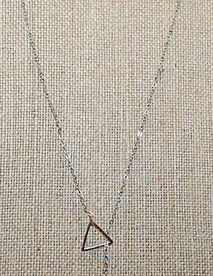 Faux Pearl & Triangle Slide-thru Silver Tone Necklace 18" L
