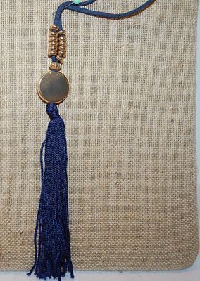 Unusual Double Style Necklace with 2 Swags of Metal, Stones & Cloth with Lobster Clasp 32" L