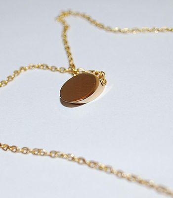 Slanted Gold Tone Oval Engraved Letter "D" PENDANT / NECKLACE with Gold Tone Necklace Chain and Lobster Clasp 14" L