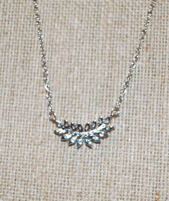 Silver Tone Leaf Branch Swag PENDANT (1" x ¼") on a Silver Tone Necklace Chain 18" L