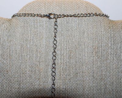 Large Oval Blue Sliced "MARBLE NECKLACE PENDANT (2" x 1½") with 2 Different Sides with Lobster Clasp on a Silver Tone...