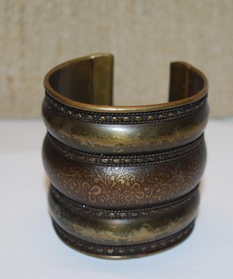 VINTAGE "BRASS-STYLE" CUFF BRACELET (2" Opening x 2") with Graphic Designs