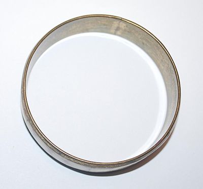 Beige and Brown Designed Enamel BRACELET (2½" Opening) with Gold Tone Setting