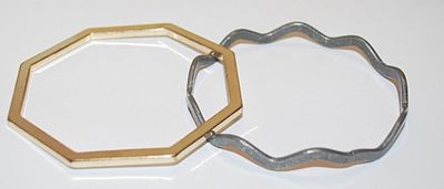 Collection of 2 ANGLE BRACELETS (2¼" Opening) in Both Gold and Silver Tone
