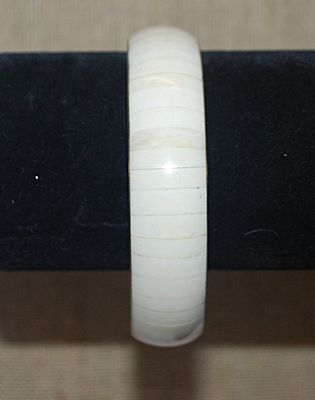 White Enameled Solid BRACELET (2¾" Opening) and Gold Tone Setting