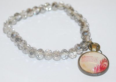 "BOHEMIAN" Circle Charm Elastic BRACELET (3"+ Opening) with Clear Prism Beads