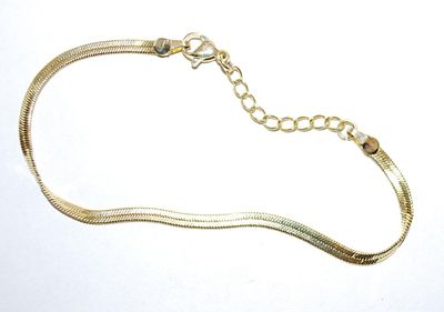 Delicate Gold Tone "SNAKESKIN" Style BRACELET (3" Opening) with Lobster Clasp