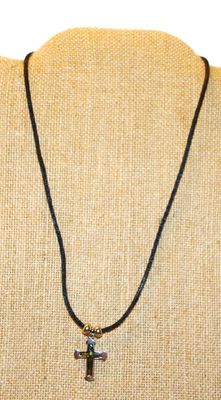 Iridescent Insert Filled Cross (1" x ½") PENDANT Necklace 16" L