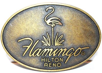 "Flamingo Hilton Reno" Bet Buckle Oval 3¼" x 2¼"