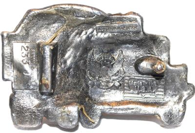 Vintage 1982 "Cement Truck - SN 233J" Belt Buckle NO CLIP 3½" x 2½"