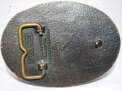 "Belgian Horses" Belt Buckle by Award Design Metals Inc. Solid Brass 3¾" x 2¾"