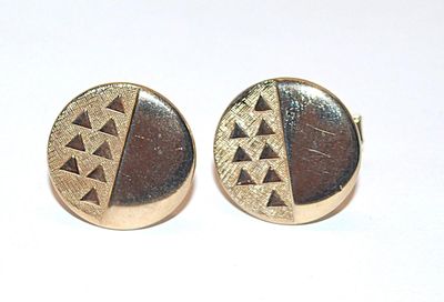 Gold Tone CUFFLINKS with a Triangle Pattern