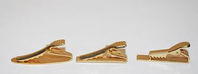 Collection of 3 Gold Tone TIE CLASPS (1¼" - 1¾")